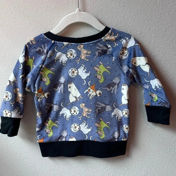 Handmade Halloween Pittie Minky Sweater Pockets - Blue, 12 months - Picture 4 of 4